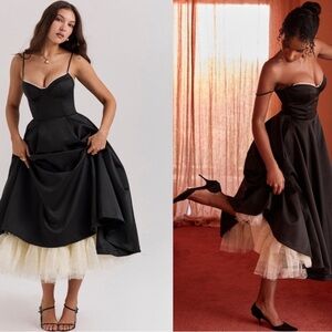 House of CB Black Midi Dress with Cream Underskirt